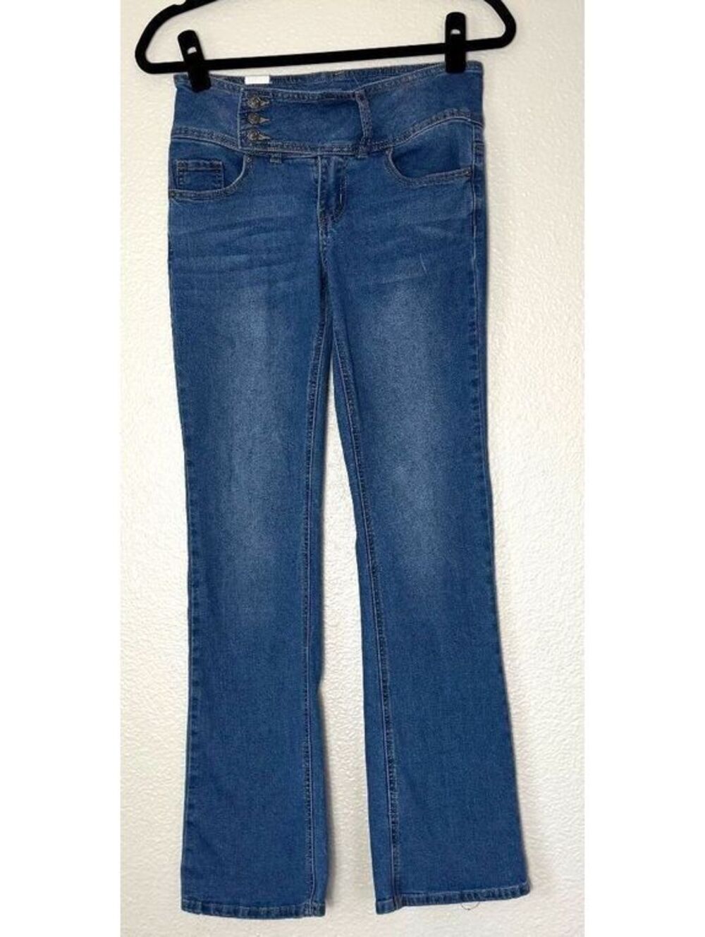 Y2K Bootcut Flare Jeans 3 Button Stretch Denim Juniors 3